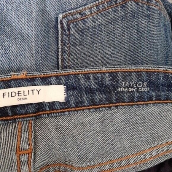 FIDELITY DENIM Taylor Straight Crop Jeans in Victorian Blue Sz 27 - Picture 8 of 10
